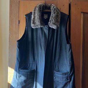 J. Jill Brown Vest with fur collar
